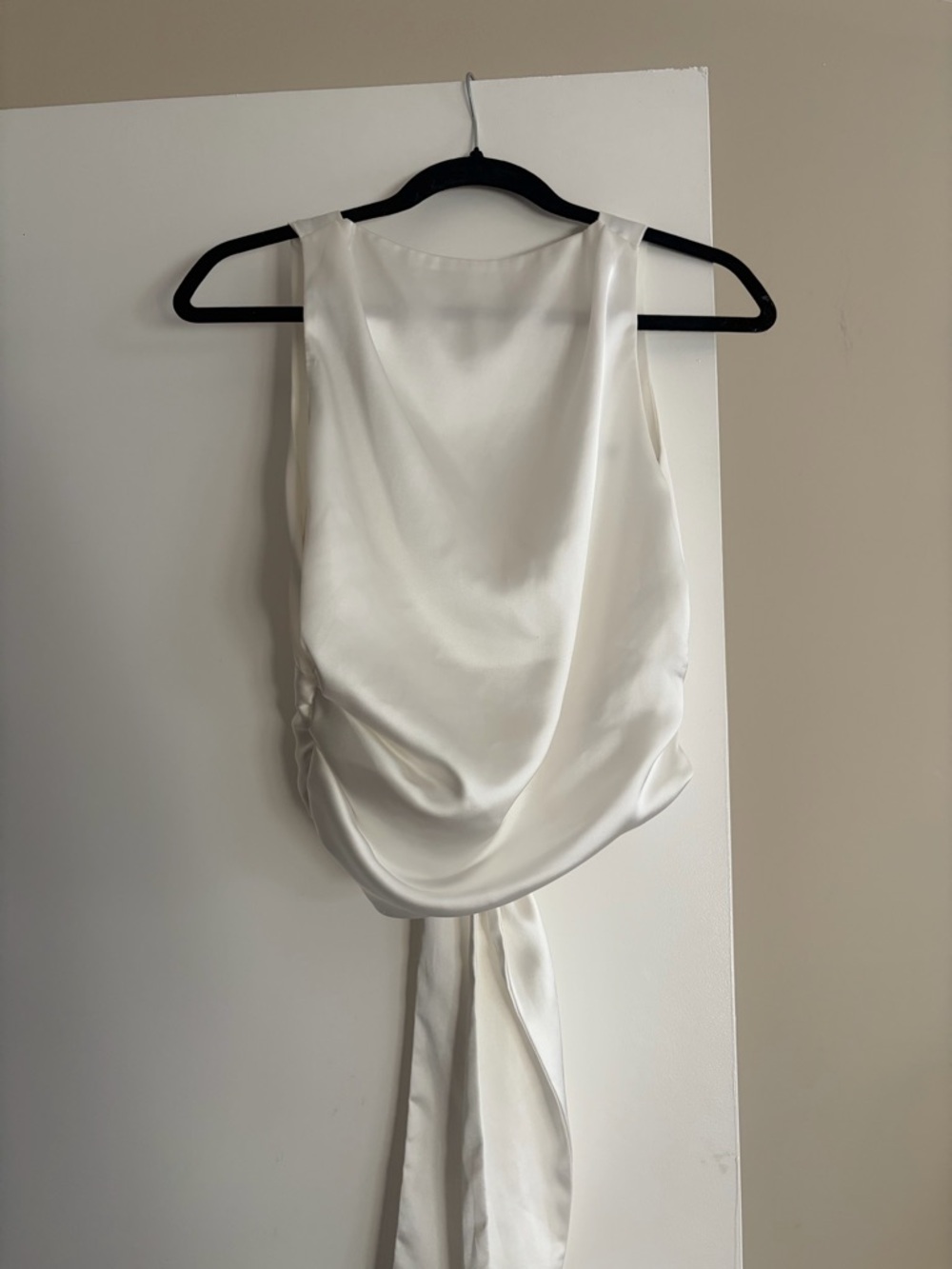 Zara Satin Ivory Open Back Top